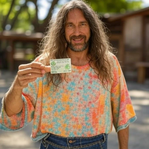 man holding oklahoma medical marijuana card